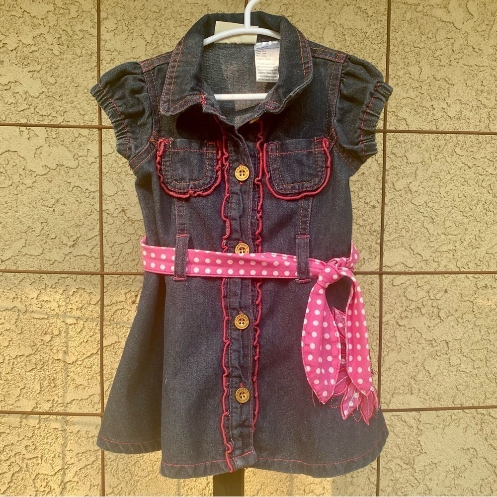 2/$25 Carter’s Denim & Pink Polka Dot dress. Size 24 months